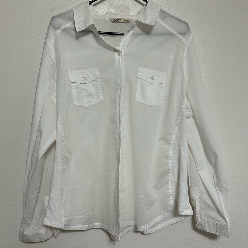 Old Navy White Sheer Button Down Shirt XXL